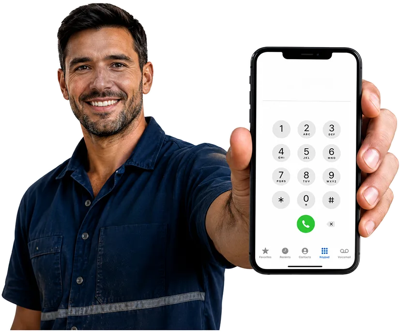 Our plumber taking a booking call for Hinchinbrook