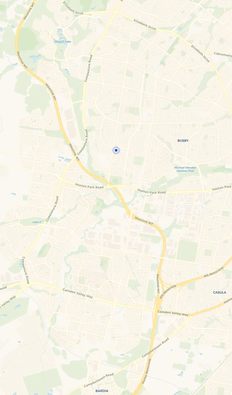 Map of the Hinchinbrook service area and the surrounding suburbs we cover.