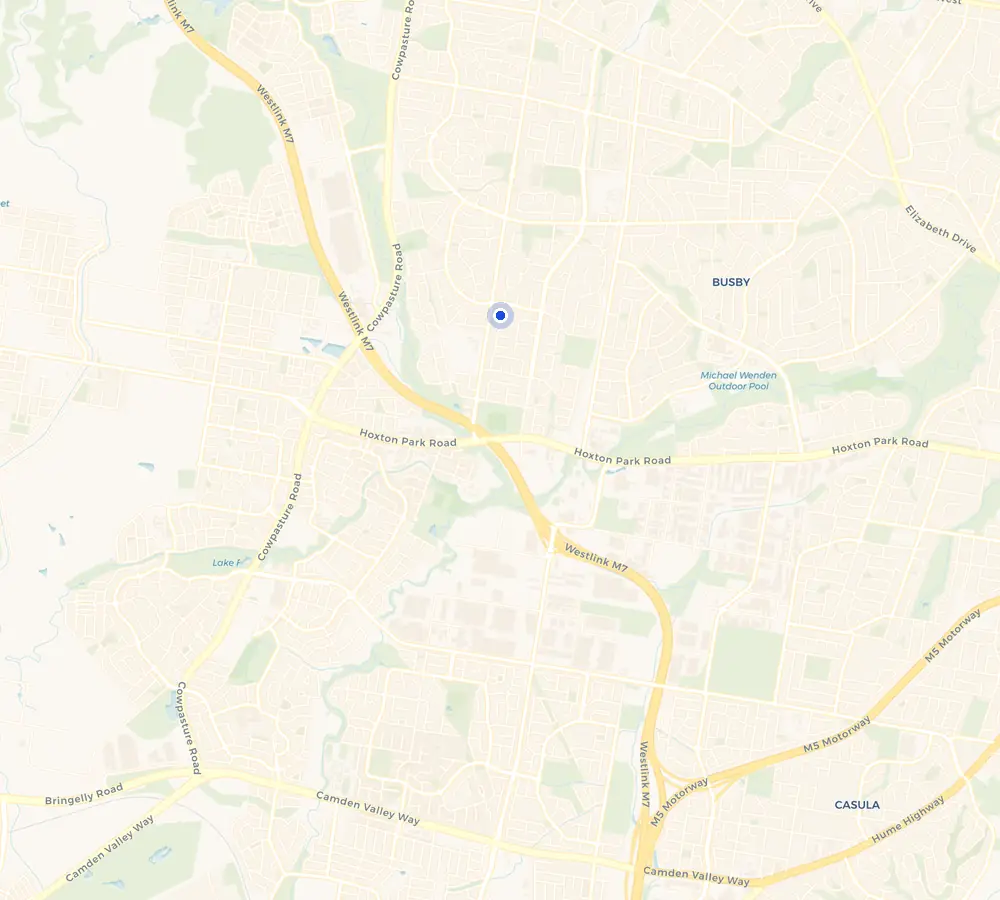 Map of the Hinchinbrook service area and the surrounding South-West, showing Hinchinbrook and the nearby streets we cover.