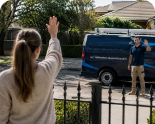 Plumber leaving a completed job in Hinchinbrook
